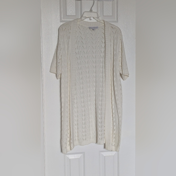 Classic Editions Women's (Large) Knit Crochet Open Cardigan/Sweater w/Cut-Outs - Picture 2 of 12